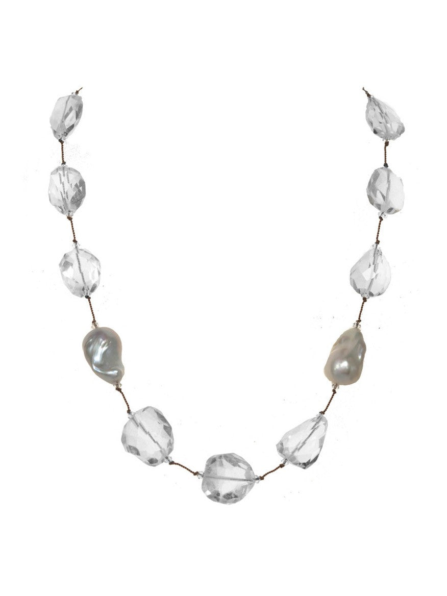 Image of Margo Morrison Crystal Necklace with Baroque Pearls