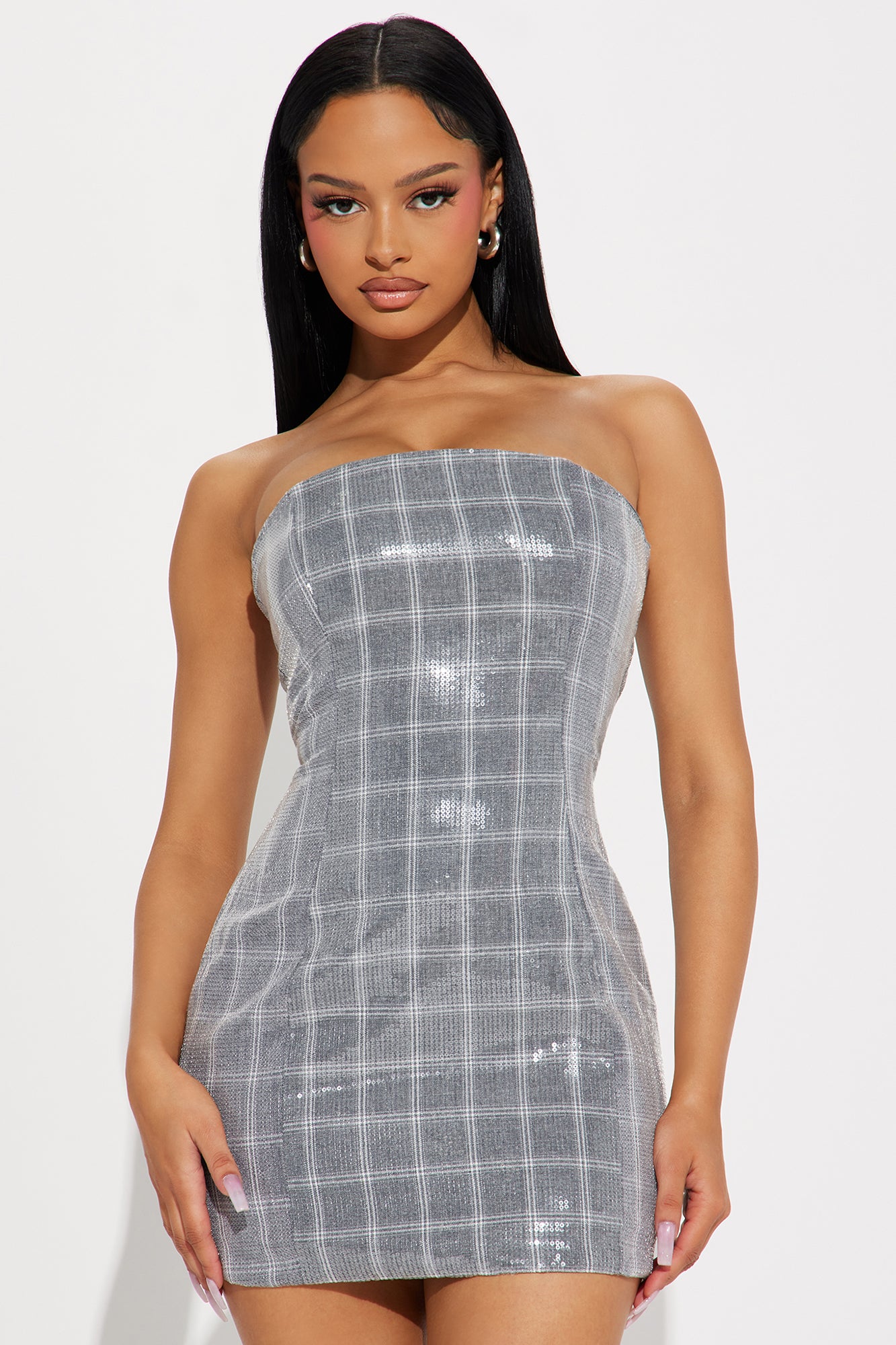 Image of As If Sequin Mini Dress - Grey