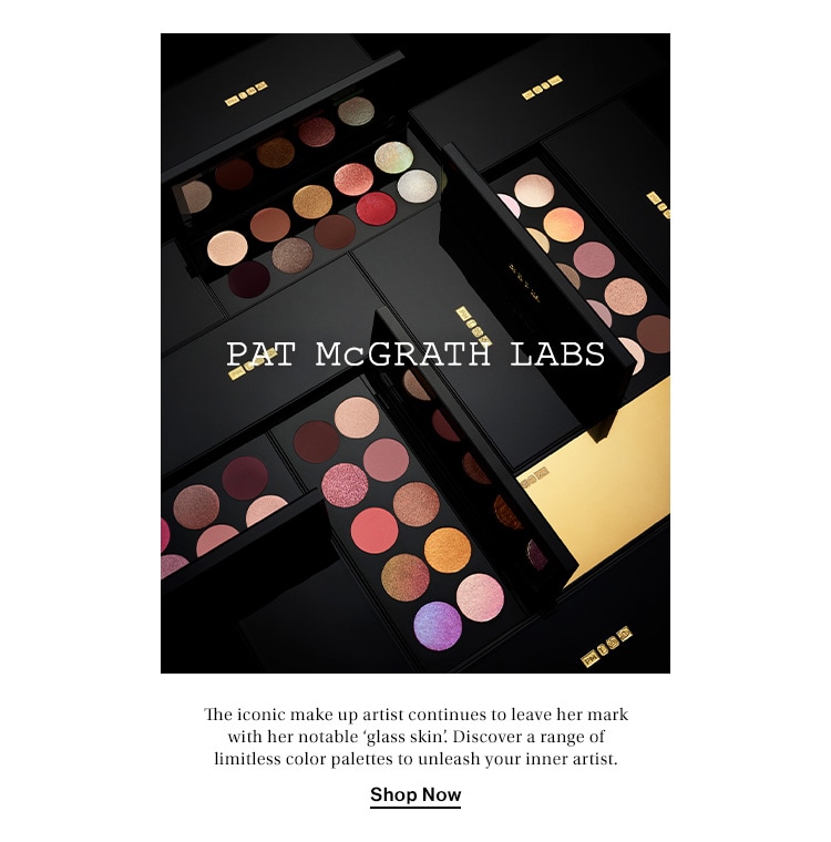 Pat McGrath Labs. The iconic make up artist continues to leave her mark with her notable ‘glass skin’. Discover a range of limitless color palettes to unleash your inner artist. Shop Now