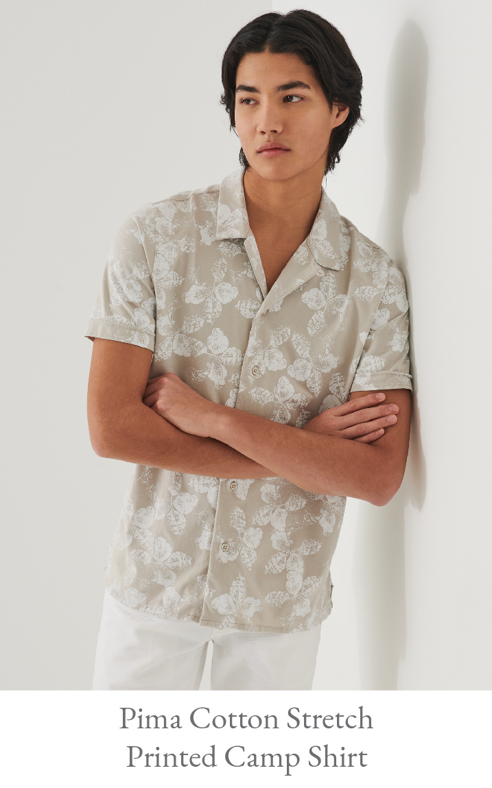 PIMA COTTON STRETCH PRINTED CAMP SHIRT