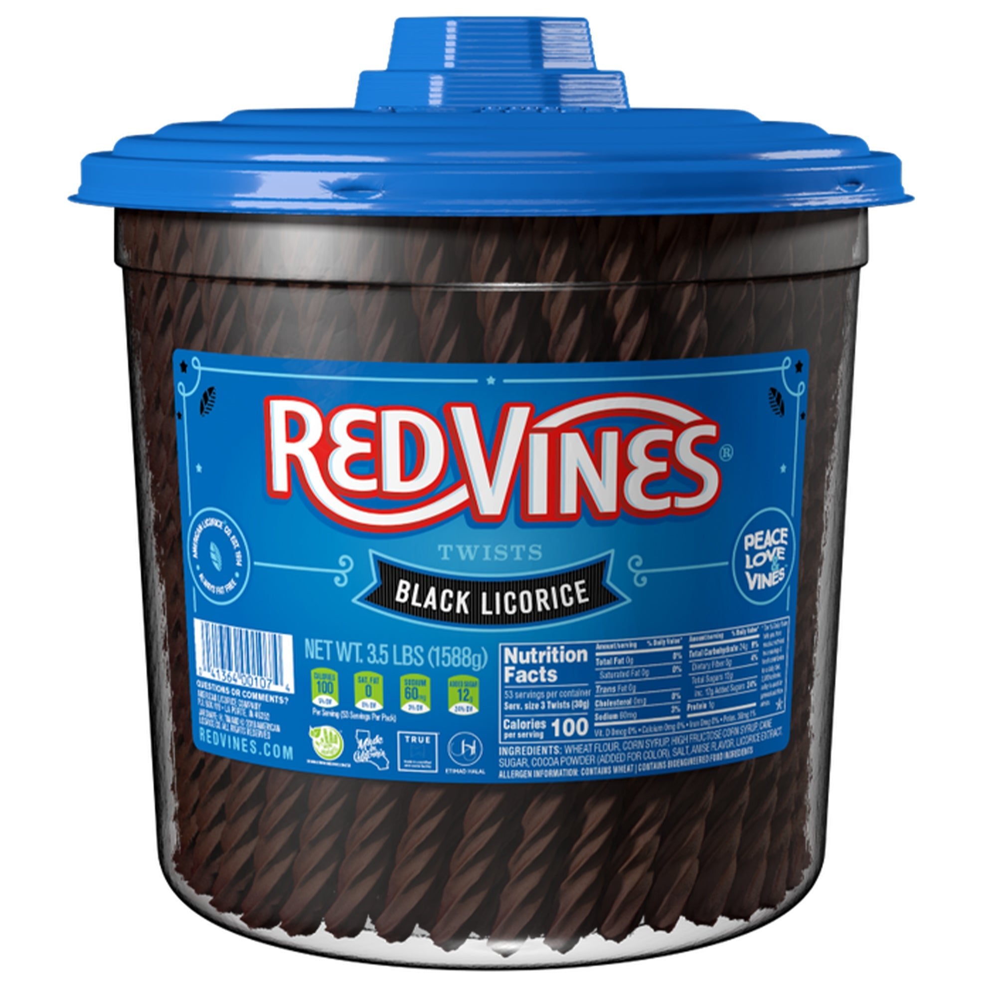 Image of RED VINES Black Licorice Twists, 3.5LB Jar