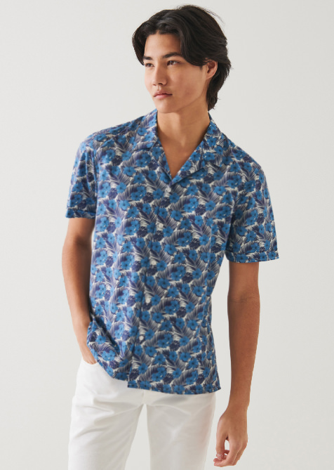 TROPICAL FLORAL PRINT COTTON SHIRT