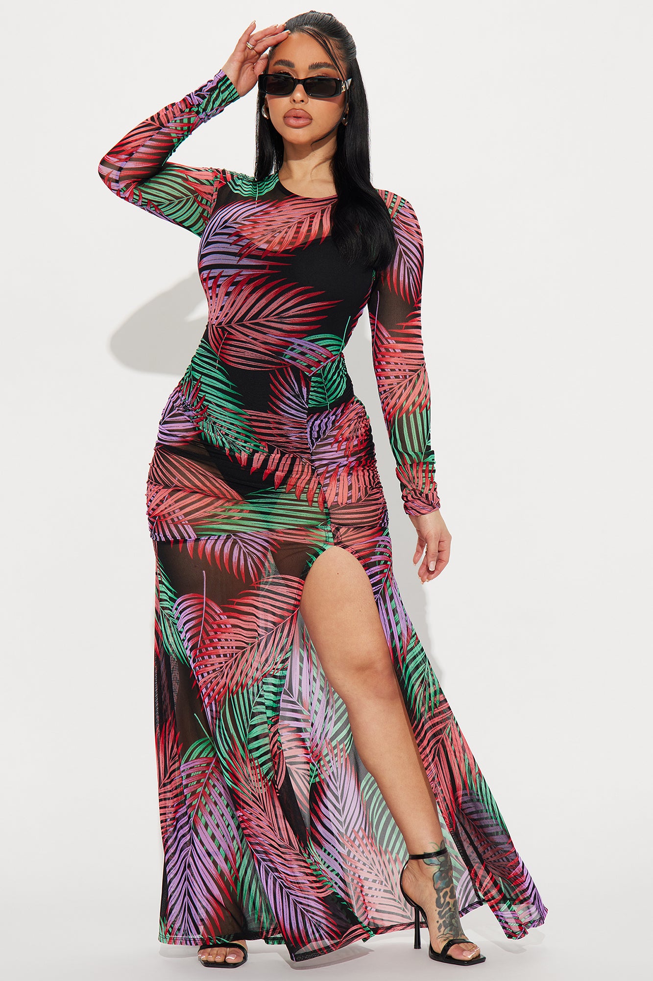 Image of Party Everywhere Mesh Maxi Dress - Multi Color