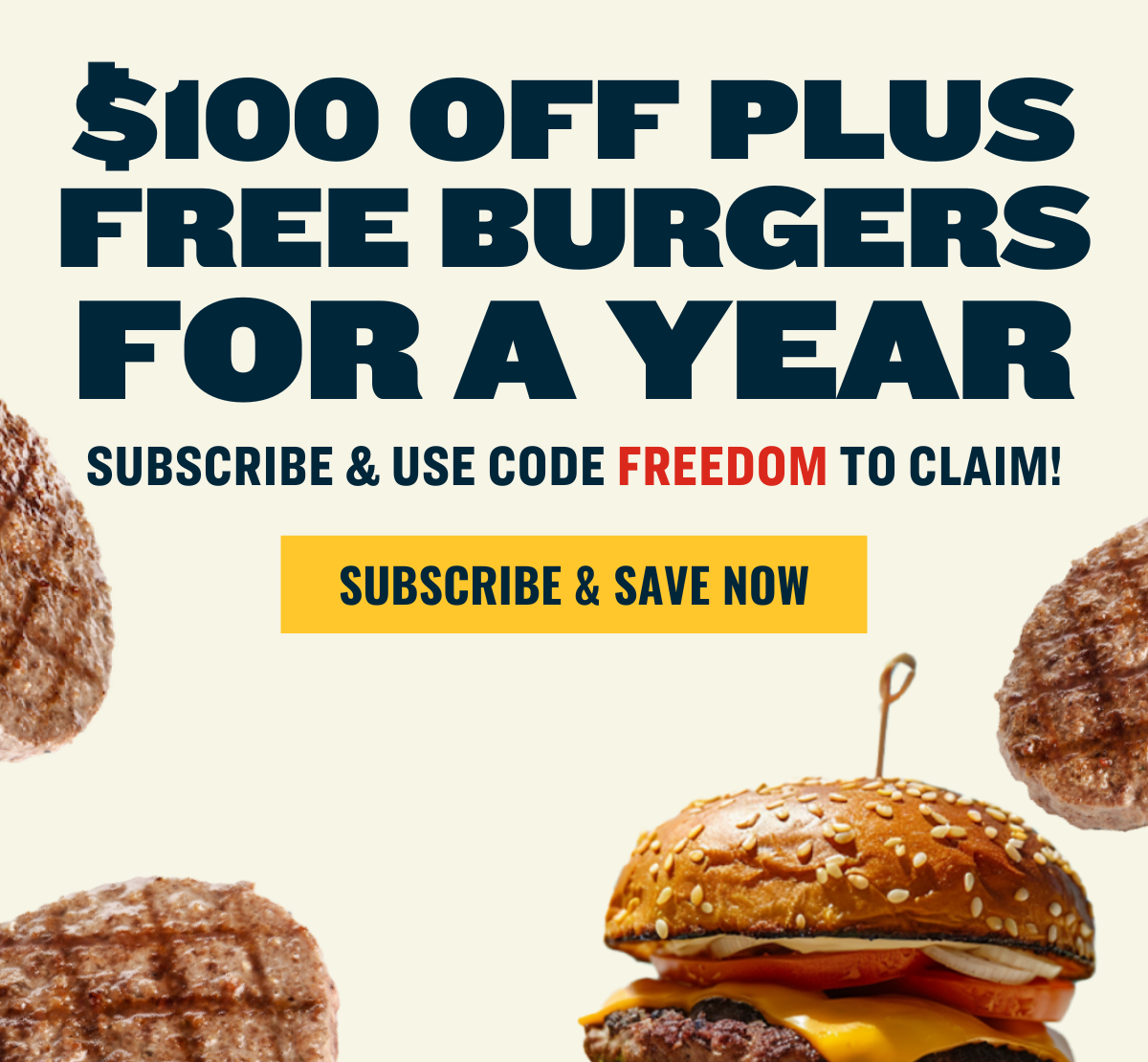 July 4th special: $100 off + free wagyu burgers for a year