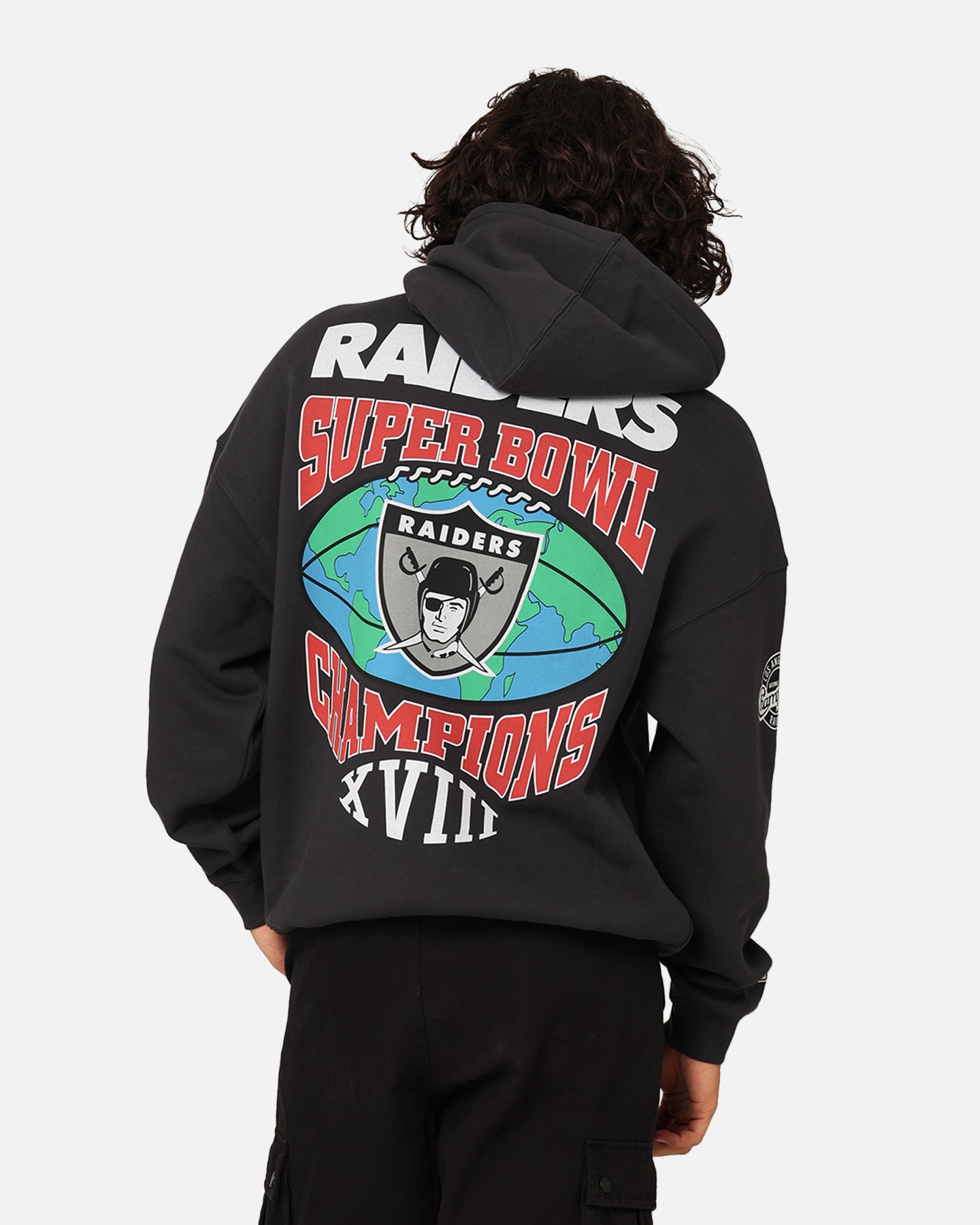 Image of Mitchell & Ness Los Angeles Raiders Super Bowl World Hoodie Faded Black