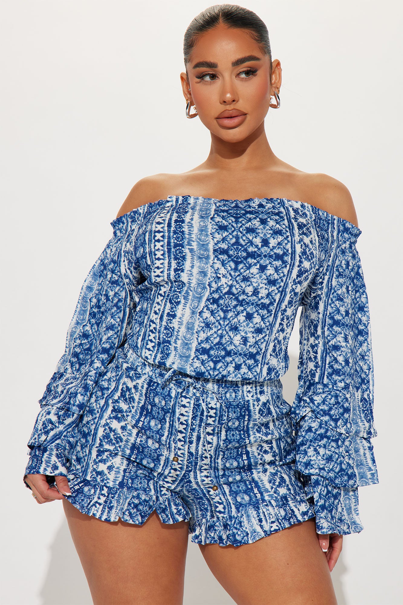 Image of Trips To Cabo Romper - Blue/combo