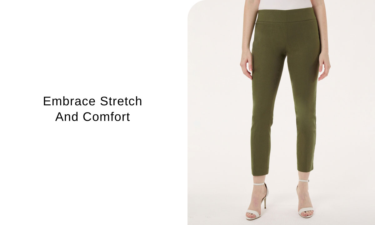 Embrace stretch and comfort | Solid Stretch Pull-On Straight Leg Pant