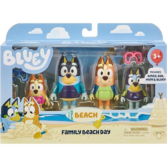 Bluey Family Beach Day Mini Figure 4-Pack