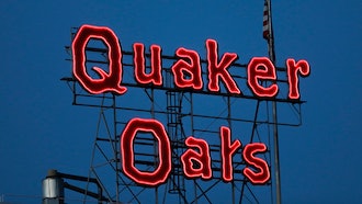 Quaker Oats sign in Cedar Rapids, Iowa, June 8, 2021.