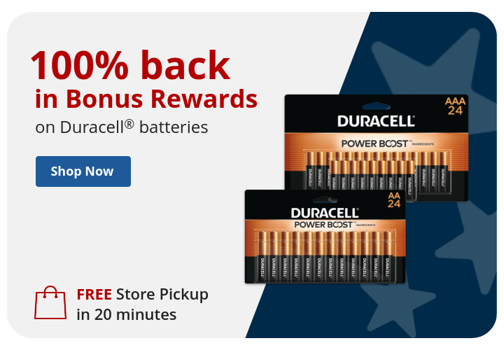 100% back in Bonus Rewards on Duracell  batteri