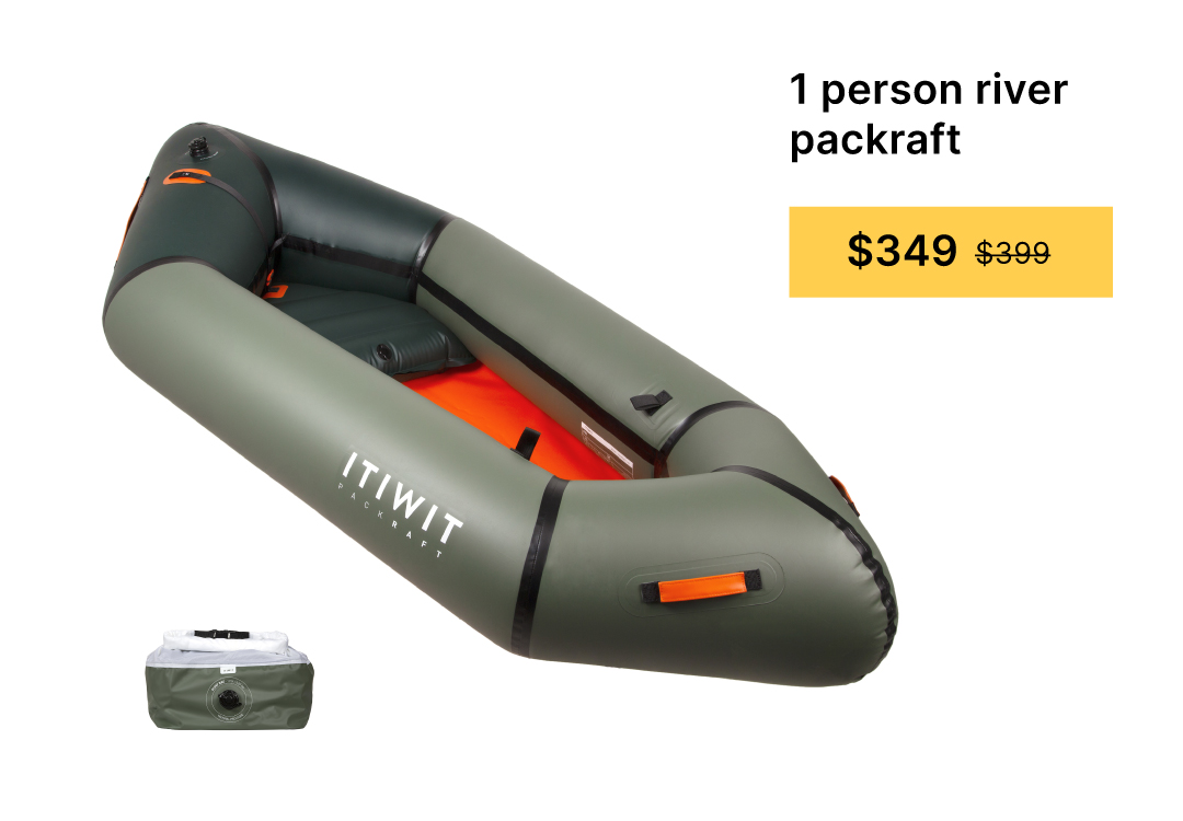 1 person river packraft. Now $349.