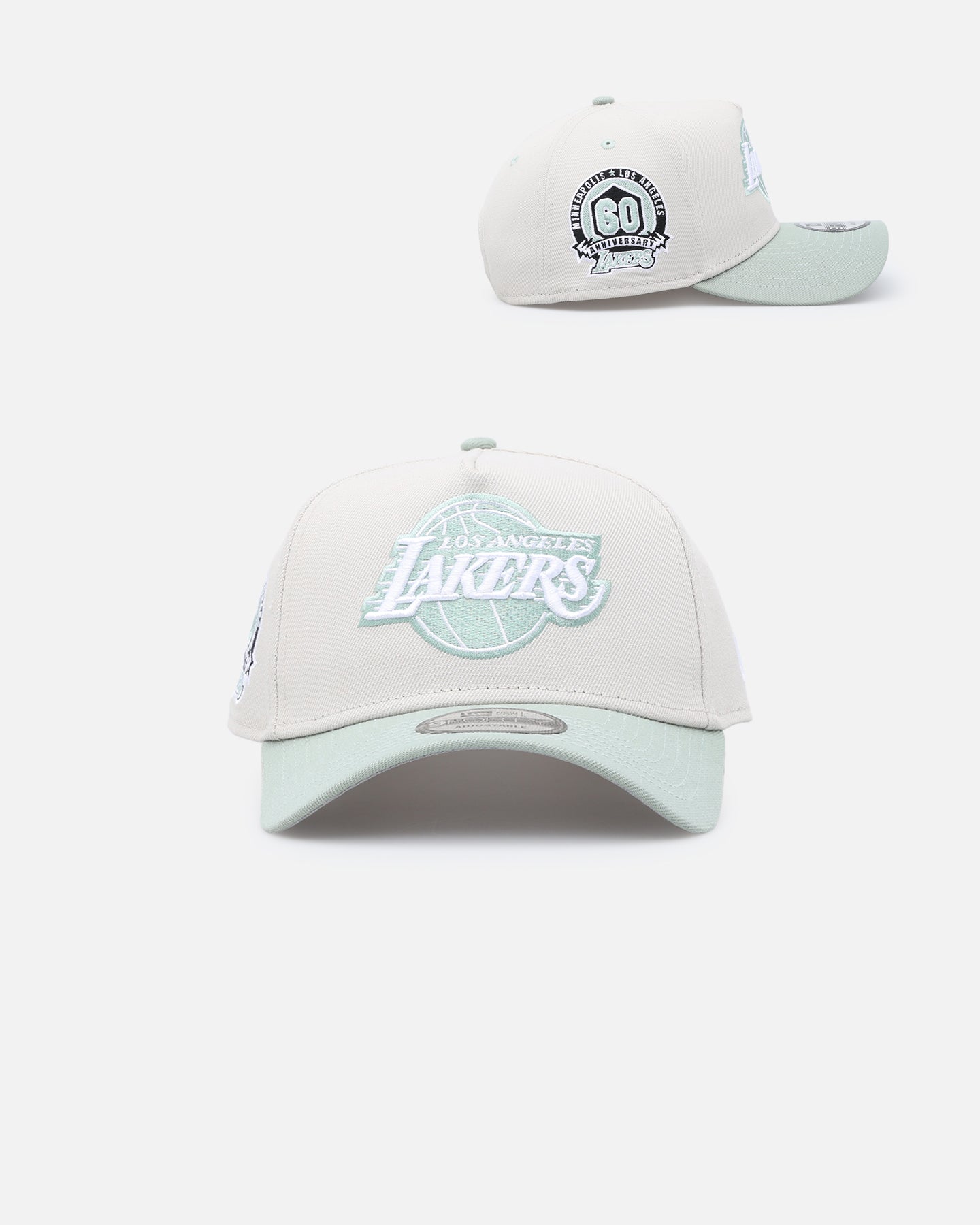 Image of New Era Los Angeles Lakers 'Sea Glass' 9FORTY A-Frame Snapback Stone/Green