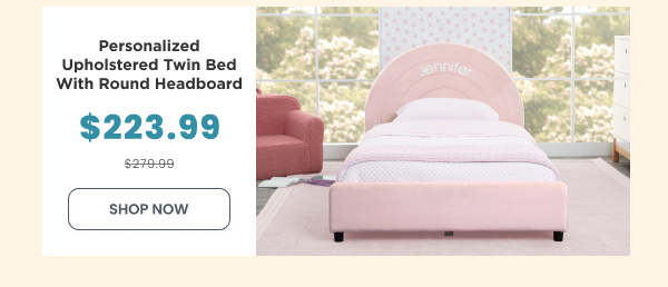 Shop Personalized Upholstered Twin Bed with Round Headboard