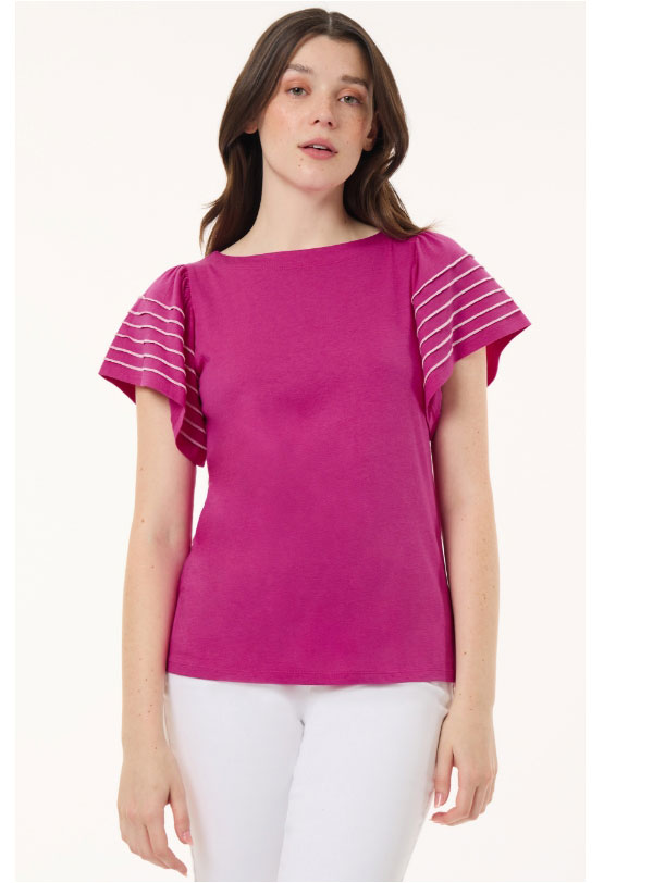 Flutter Short-Sleeve Top, Cotton Modal