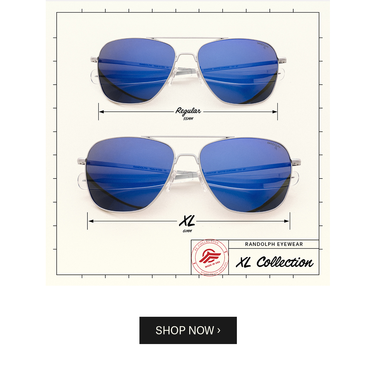 AVIATOR - MATTE CHROME & ATLANTIC BLUE XL