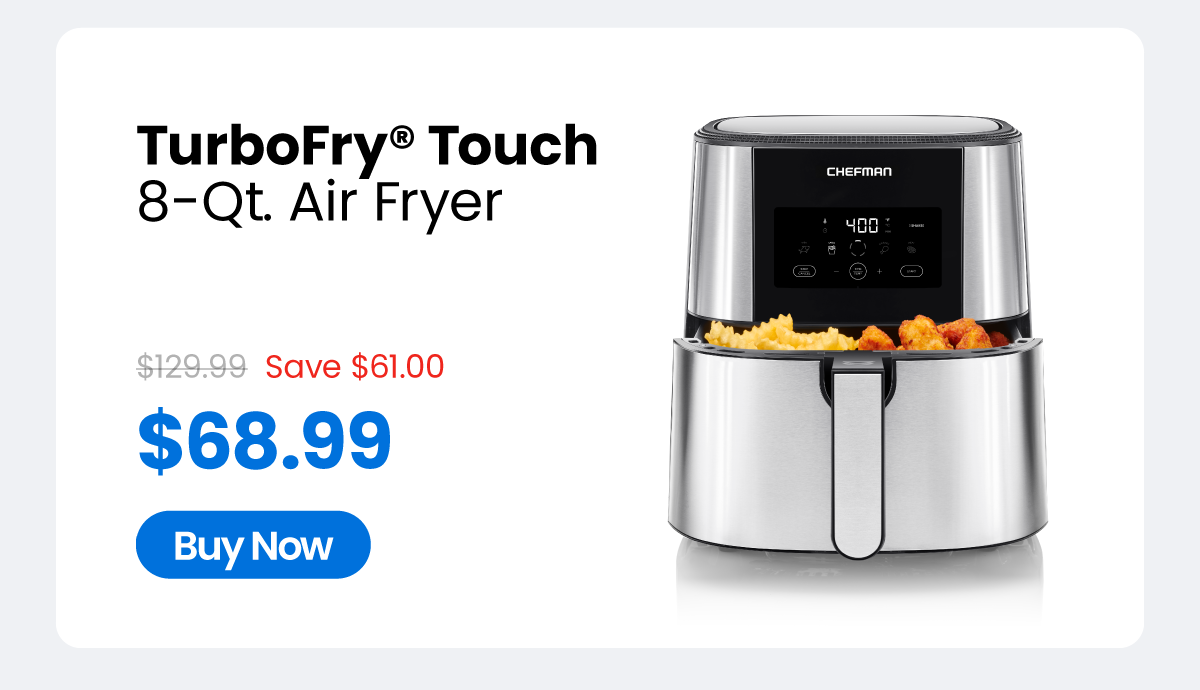 Chefman Turbofry Air Fryer w/ Digital Controls and Divider, 8 Qt Capacity - Stainless Steel