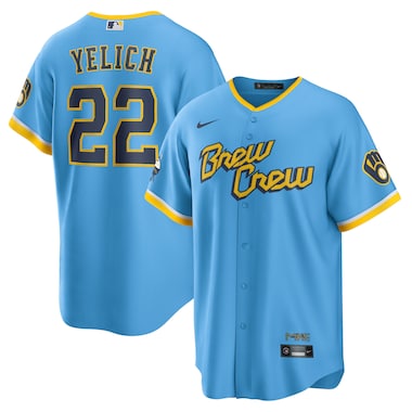  Nike Christian Yelich Powder Blue  City Connect Replica Player Jersey