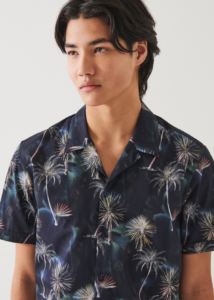 PALM TREE PRINT COTTON SHIRT