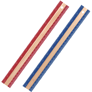 2 wooden rulers with colored edges