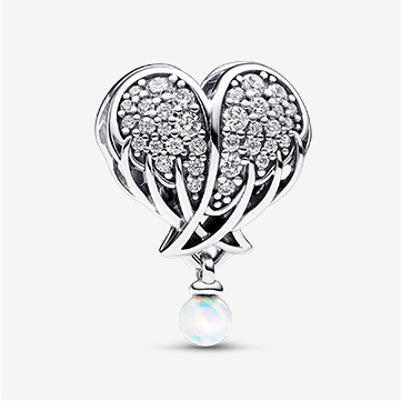 Sparkling Angel Wings & Heart Charm