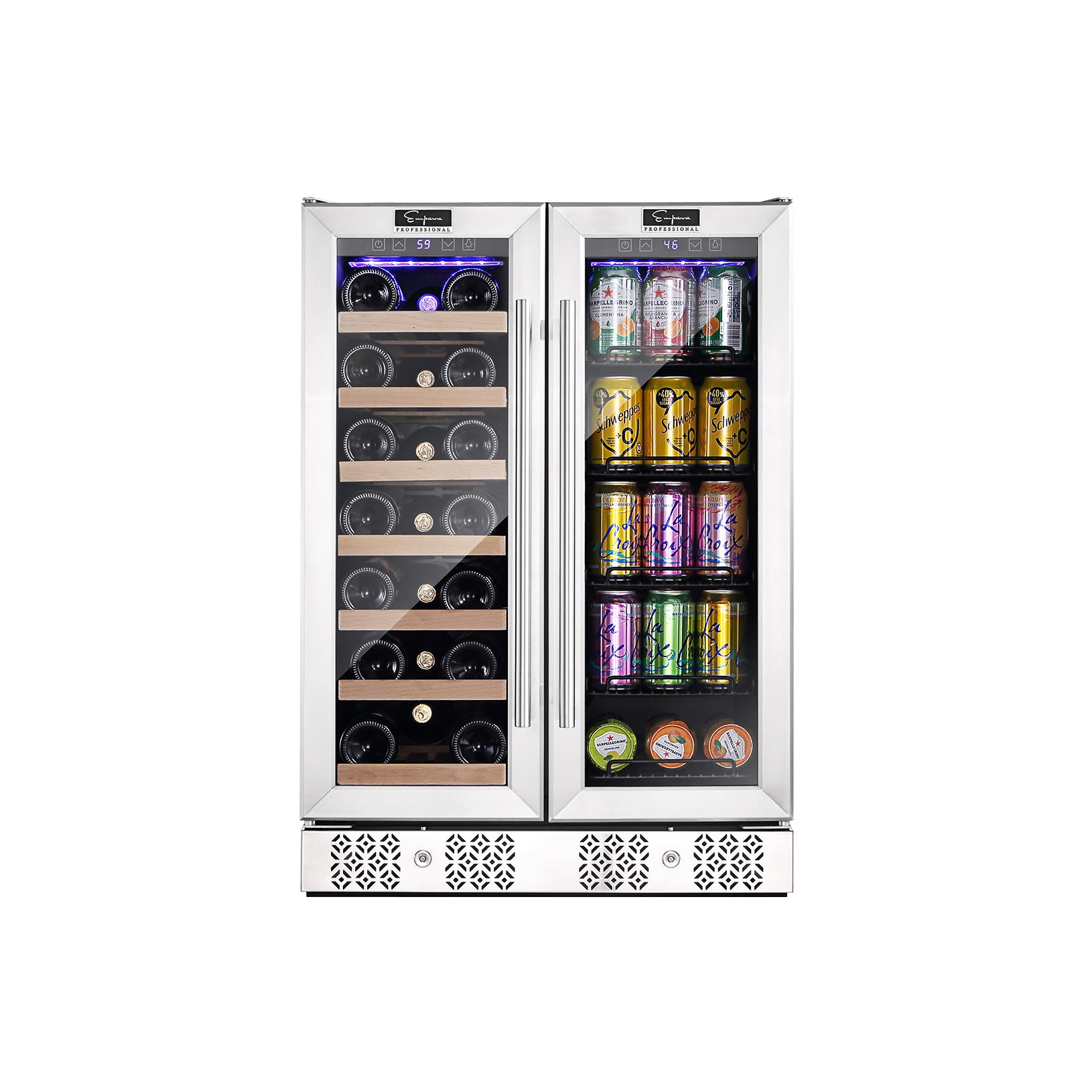 Image of Empava BR03D 24" Dual Zone Wine and Beer Fridge Beverage Cooler