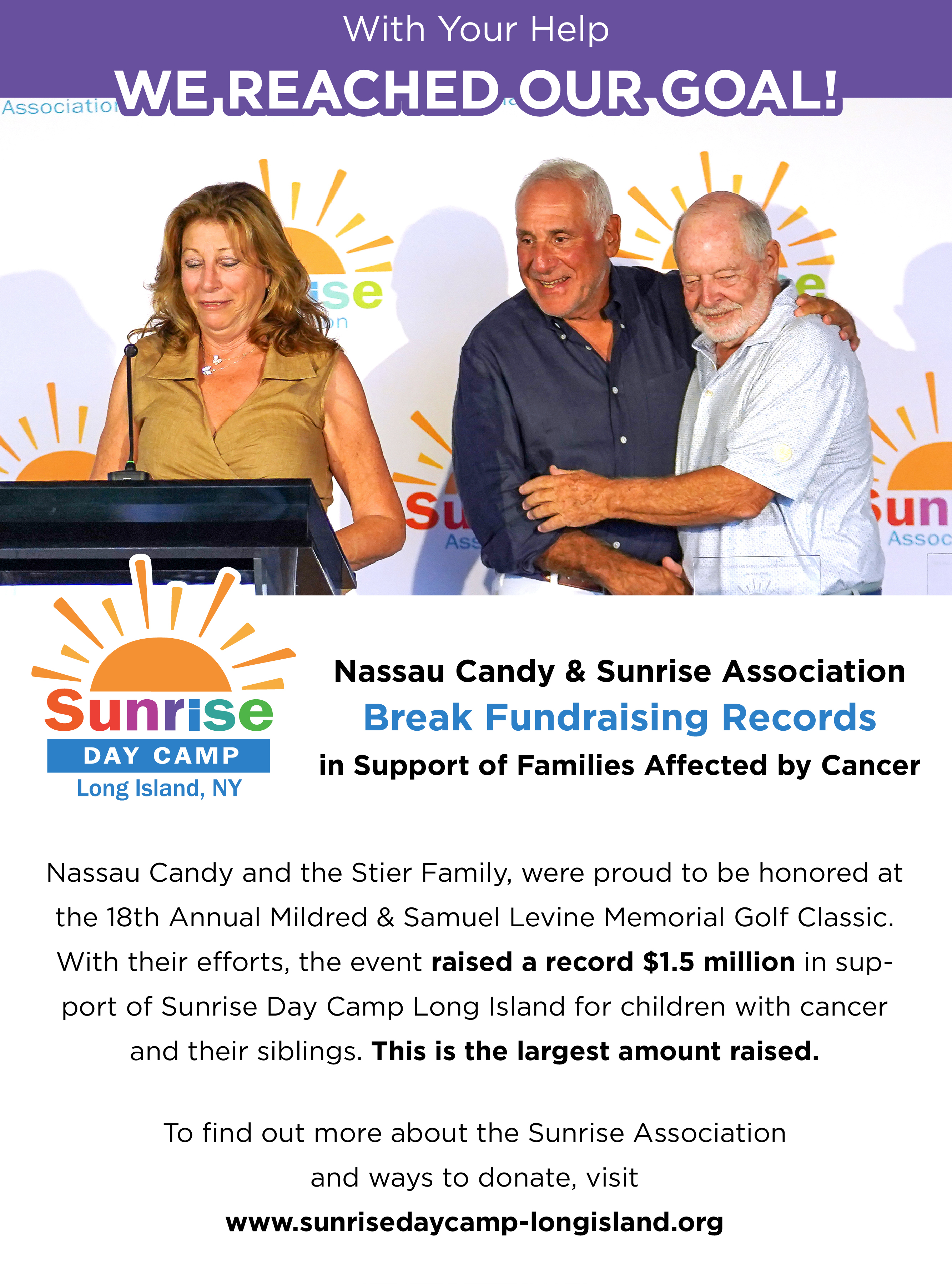 Nassau Candy & Sunrise Break Fundraising Records