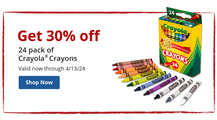 Get 30% off 24 pack of Crayola Crayons