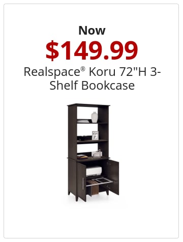 Now $149.99 Realspace® Koru 72&#x22;H 3-Shelf Bookcase