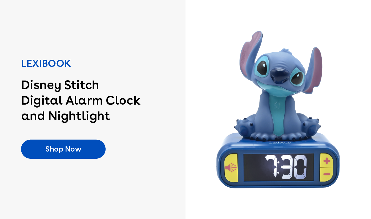 Lexibook Disney Stitch Digital Alarm Clock and Nightlight