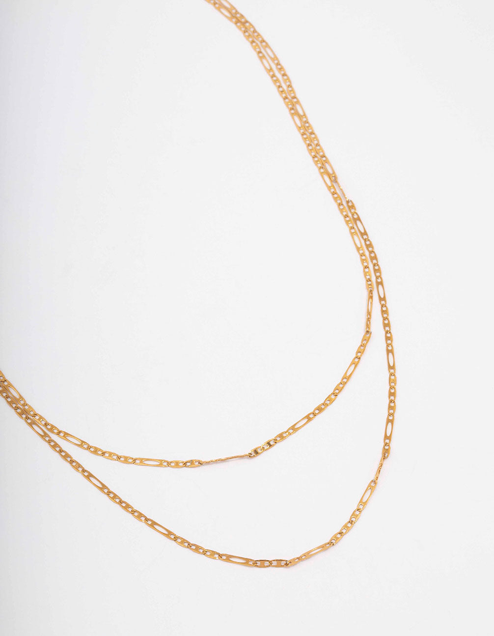 Image of Gold Plated Stainless Steel Figaro Double Chain Necklace