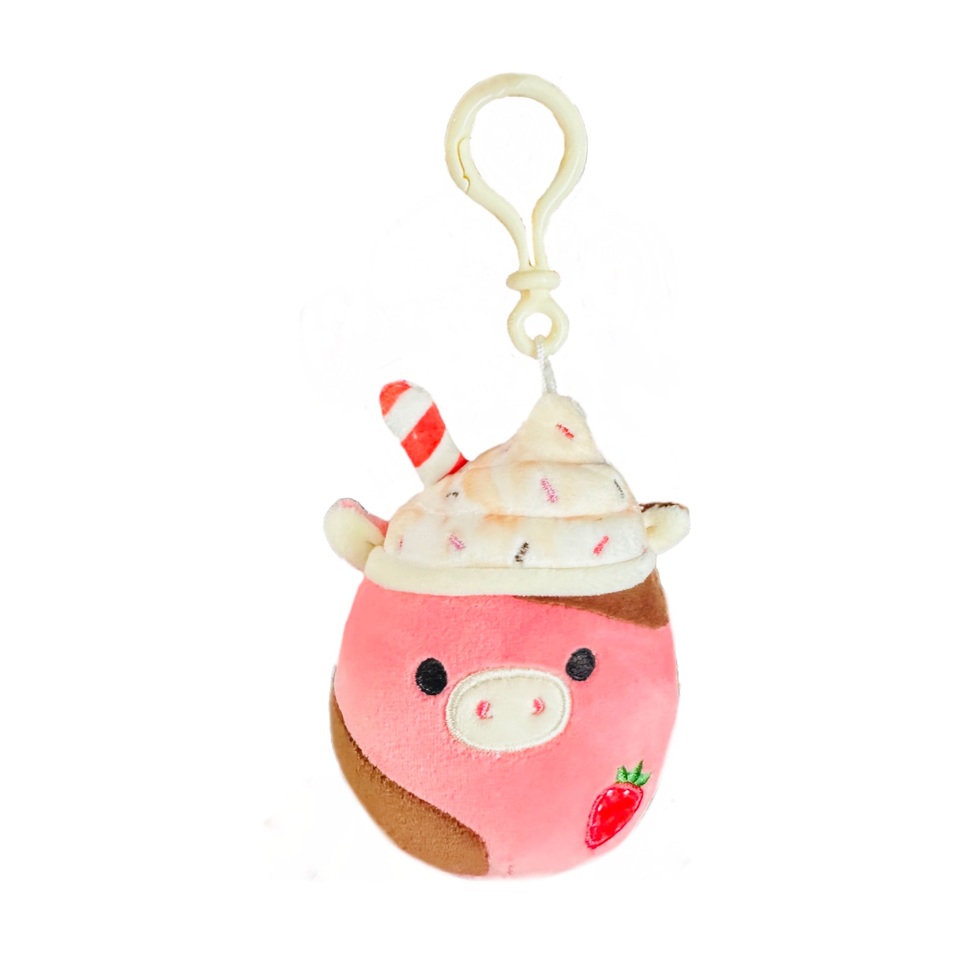 Squishmallow 3.5 Inch Rishi the Strawberry Milkshake Cow Plush Clip