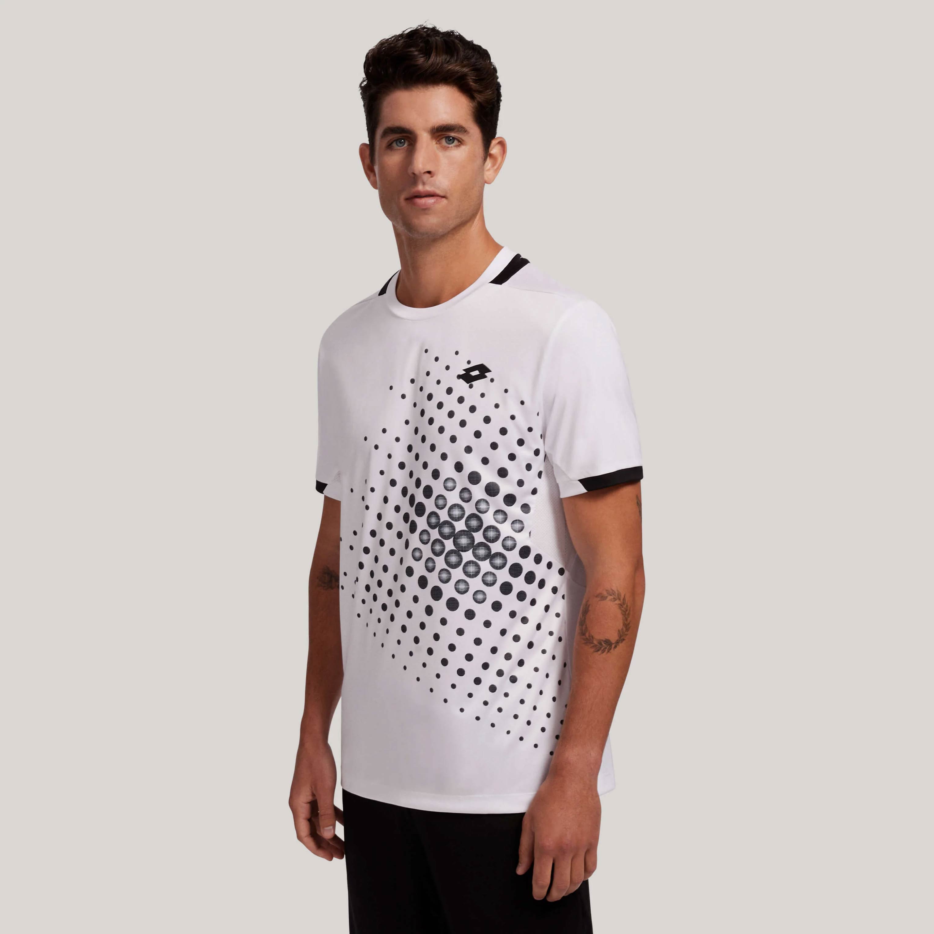 Men's White and Black Printed Top Ten Tee