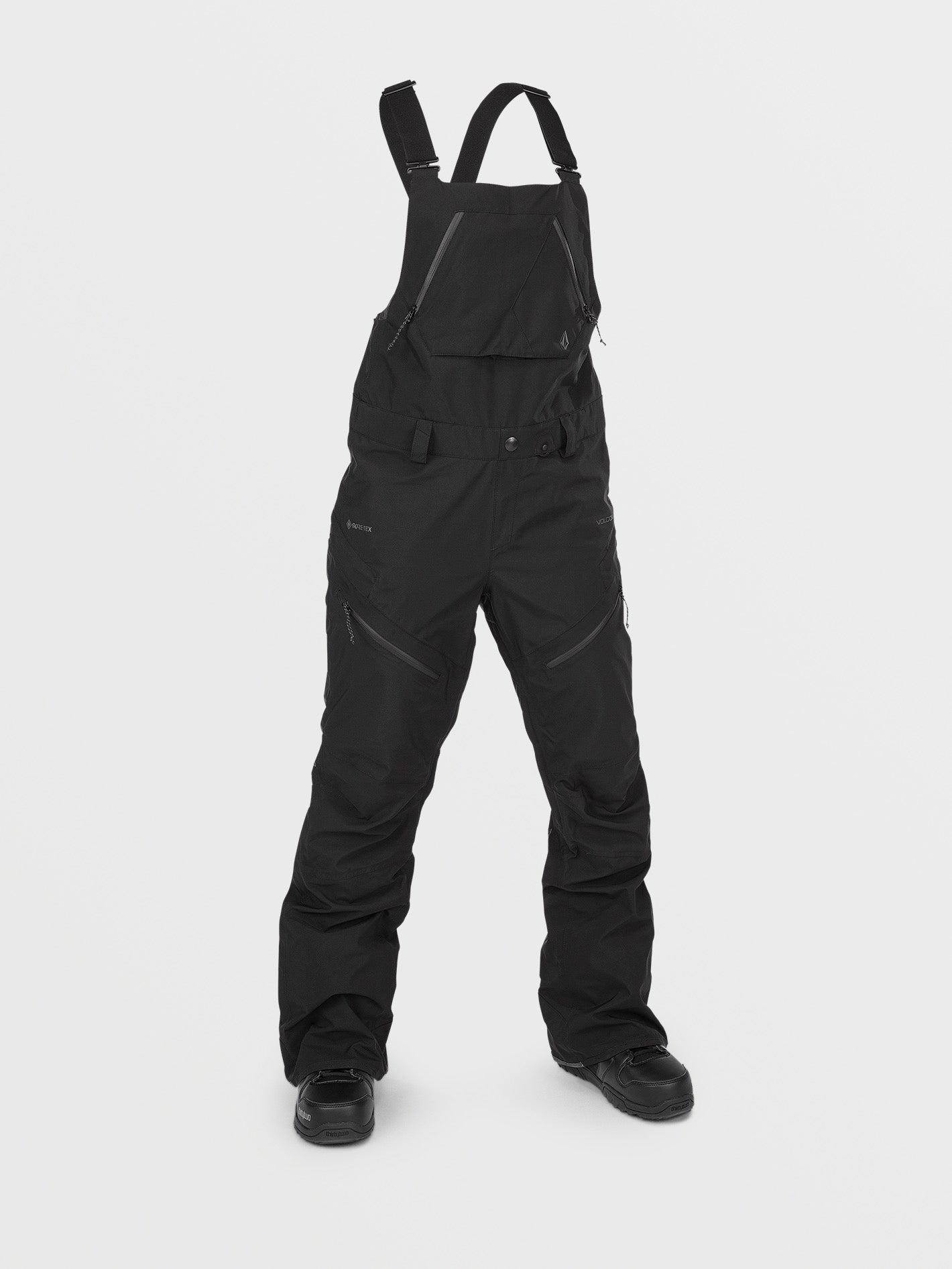 Image of Womens Elm Stretch Gore Bib Overalls - Black