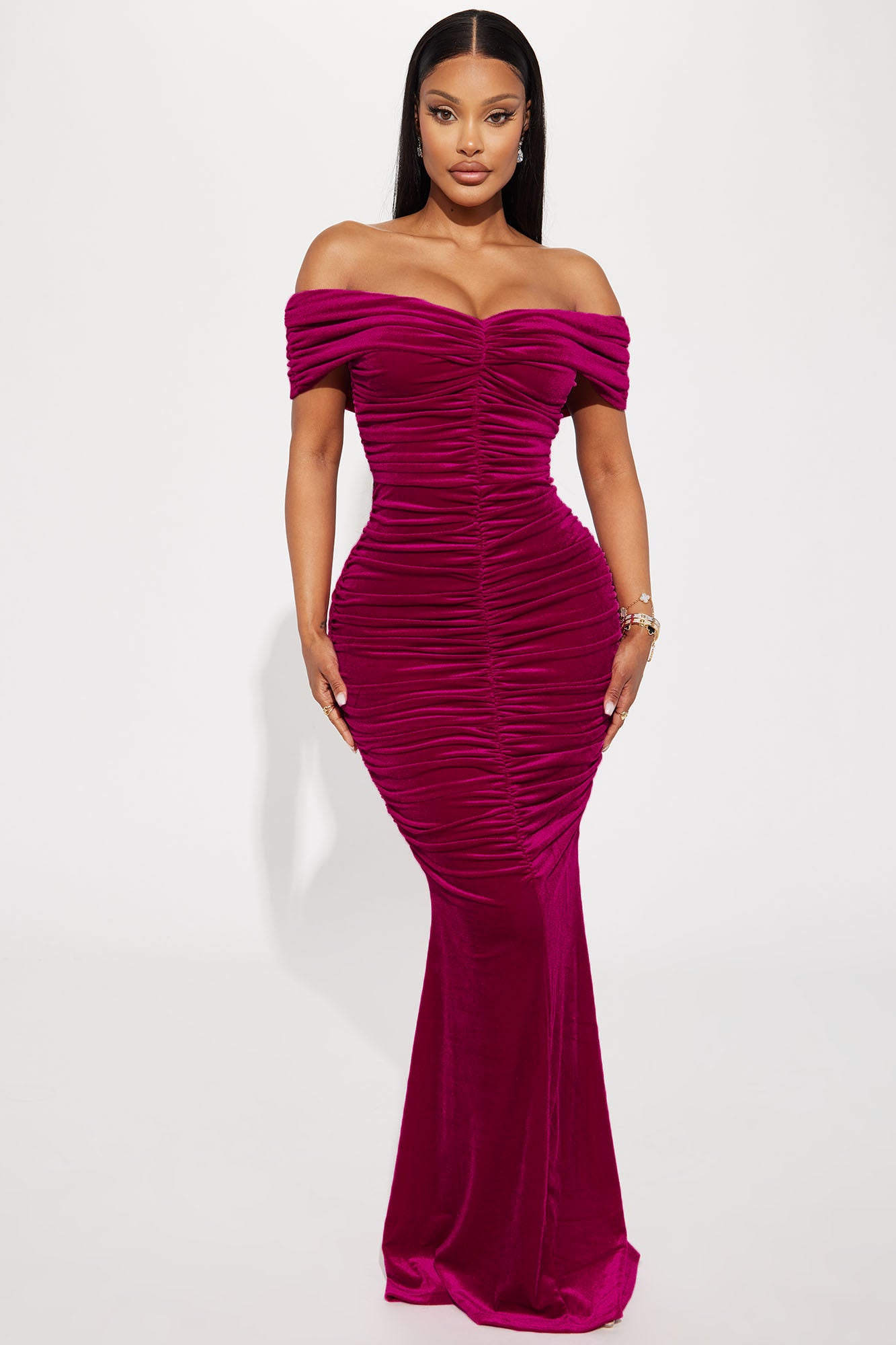 Image of Karissa Velvet Maxi Dress - Fuchsia