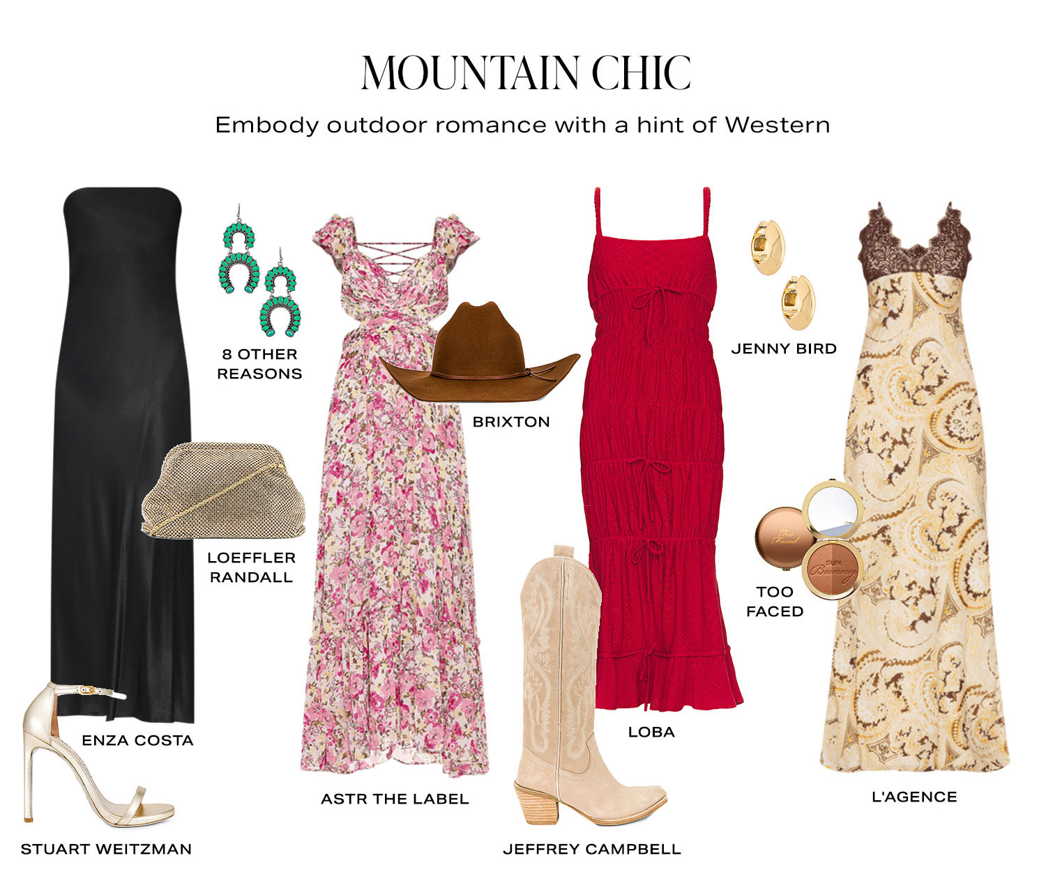 Mountain Chic. Embody outdoor romance with a hint of Western. Product Assortment.