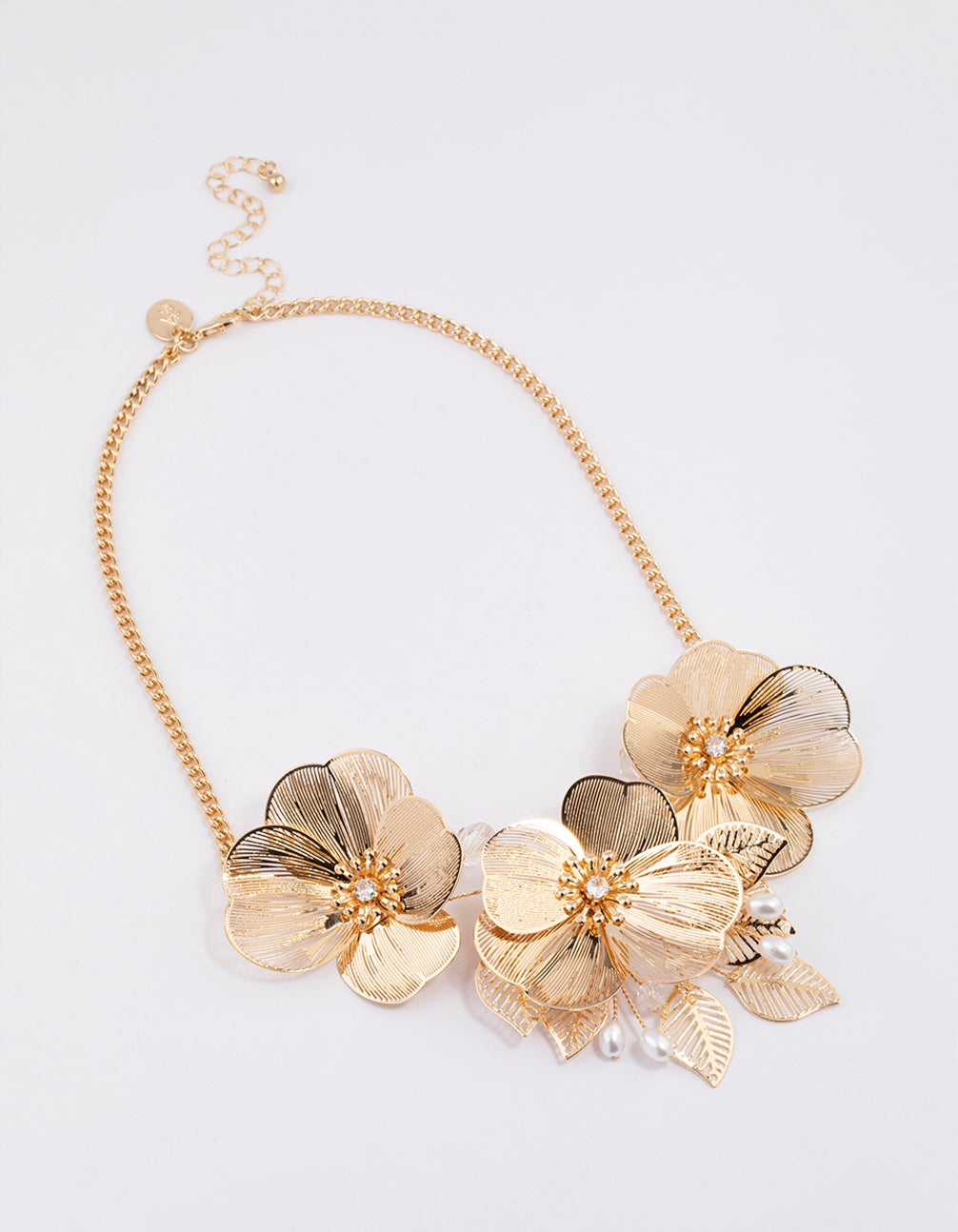 Image of Gold Statement 3D Fine Flower Necklace