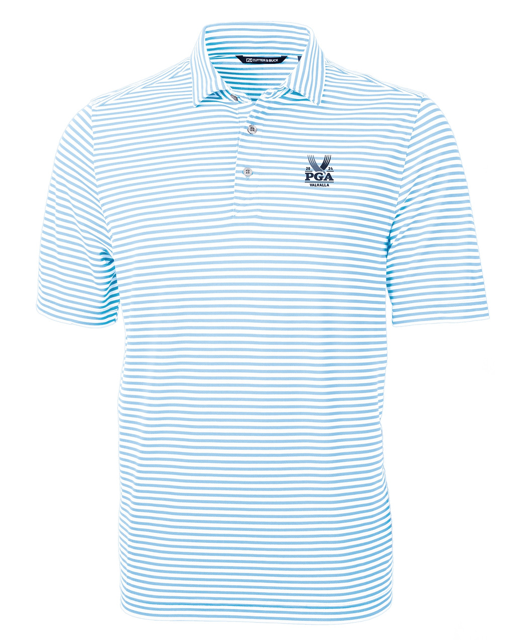 Image of 2024 PGA Championship Cutter & Buck Virtue Eco Pique Stripe Recycled Mens Polo