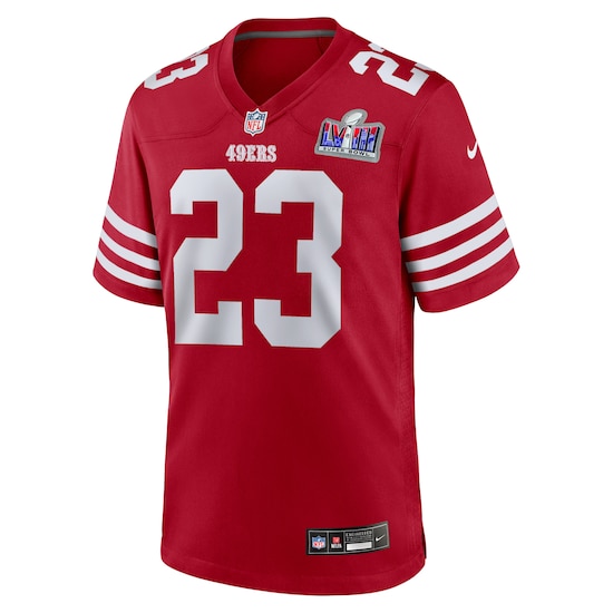  Nike Christian McCaffrey Scarlet  Super Bowl LVIII Game Jersey