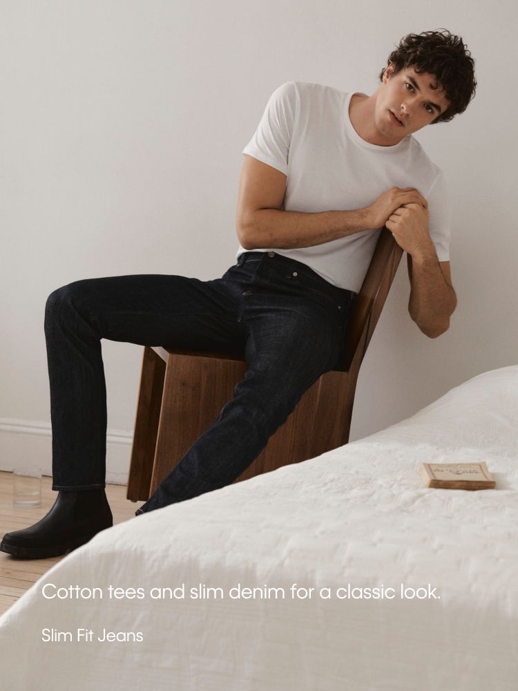 Cotton tees and slim denim for a classic look.