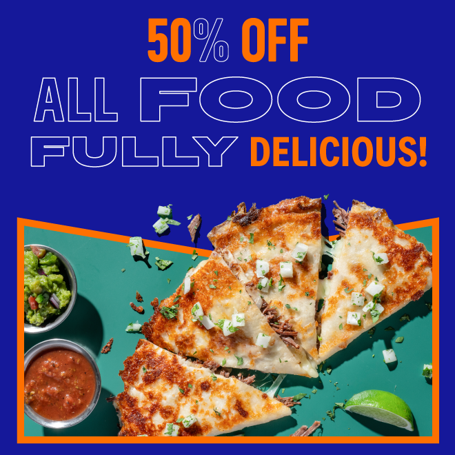 50% Off All Food 