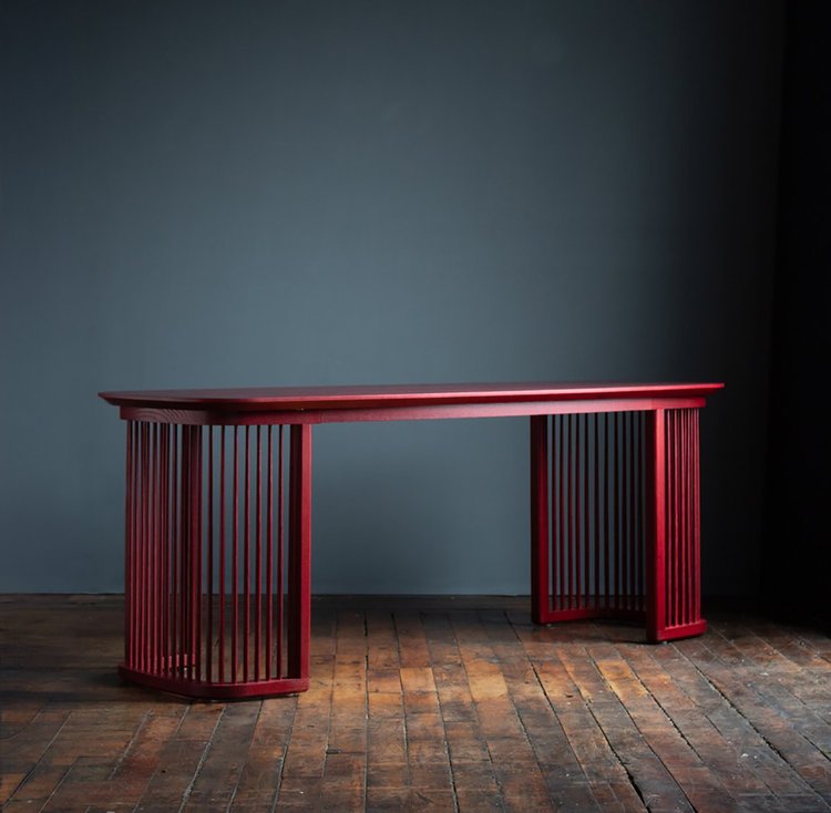 Campina Desk in Oxblood on Ash