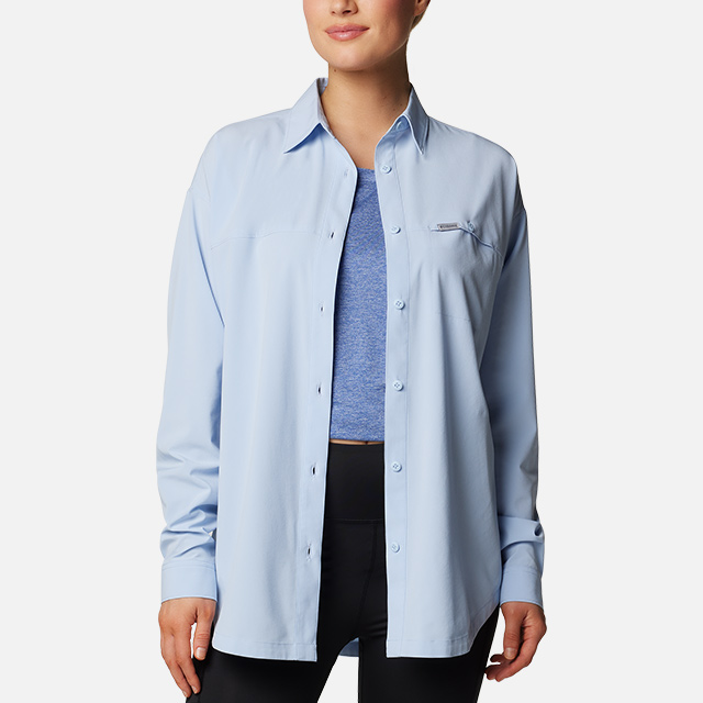 Women's blue button down