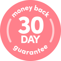 Peach icon of money back 30-day guarantee included