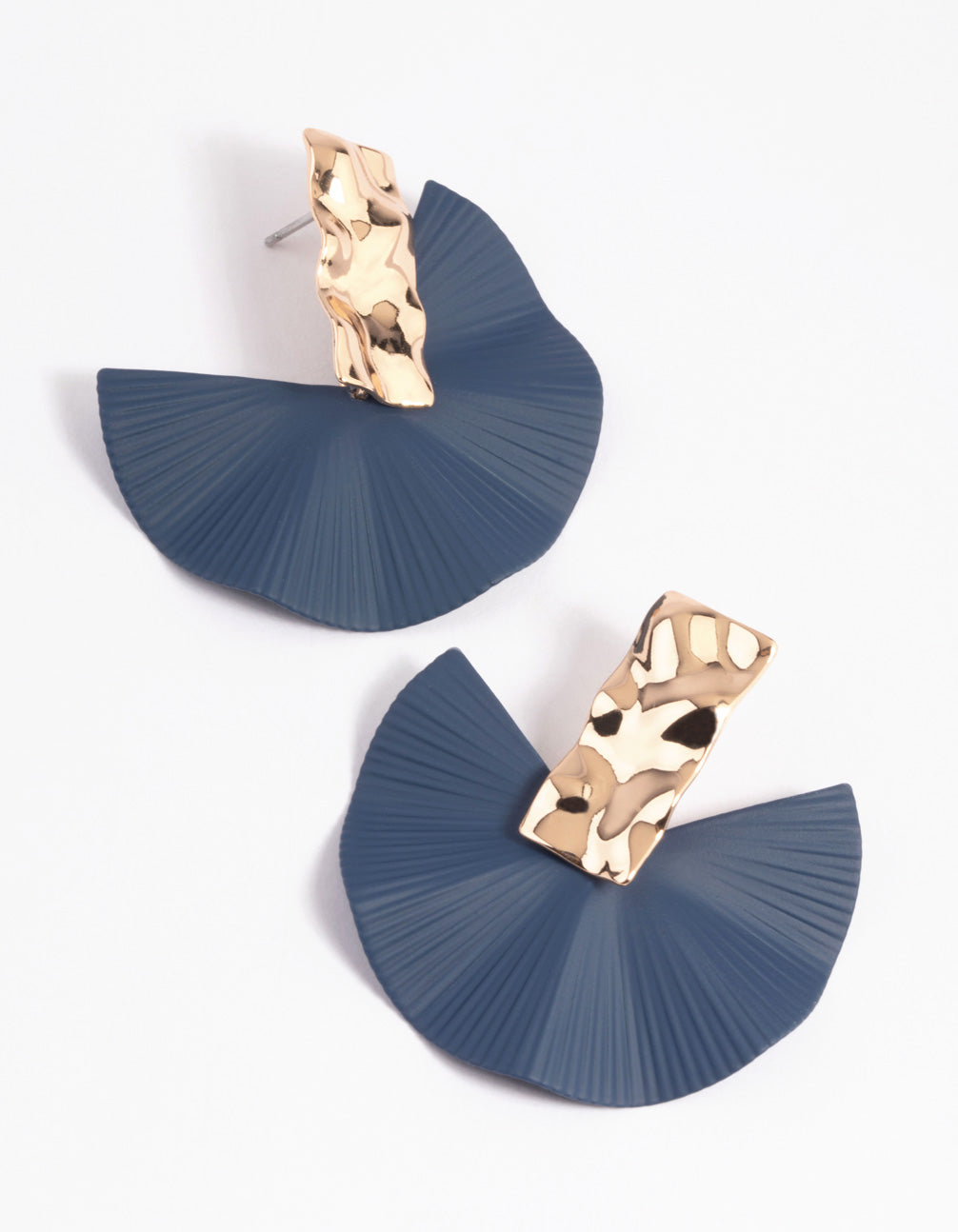 Image of Navy Fan Drop Earrings