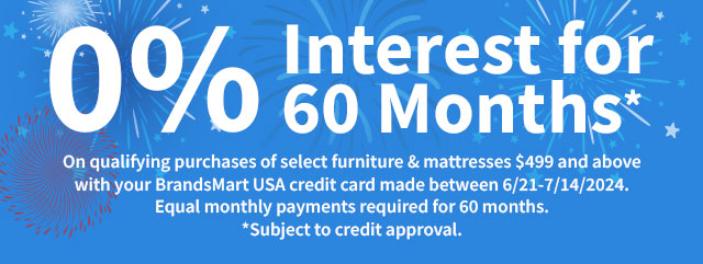 0% Interest for 60 Months on purchases of select furniture and mattresses $499 and above