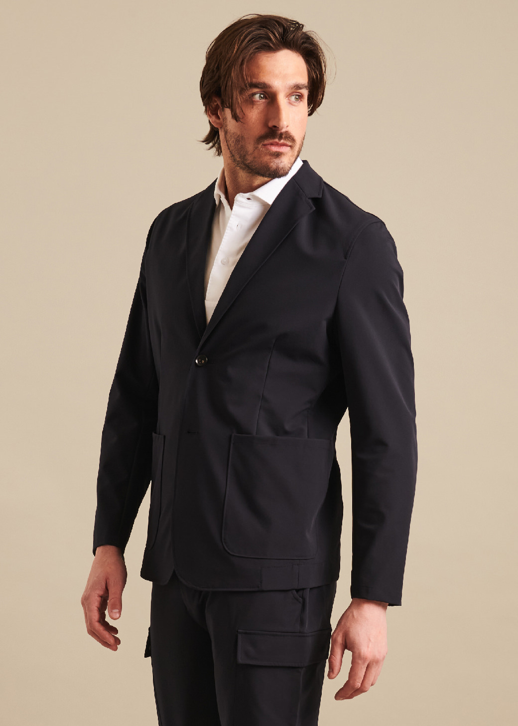 NUCLEO NYLON STRETCH TWO-BUTTON BLAZER