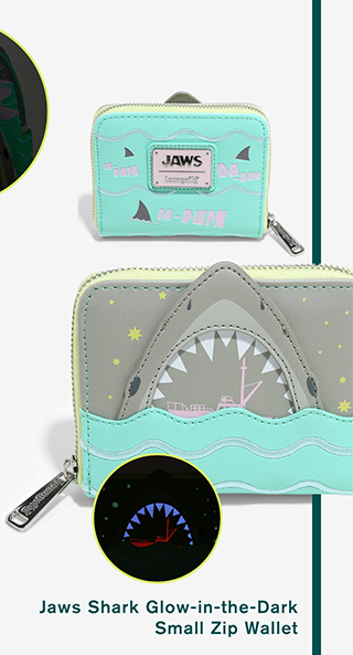 Jaws Shark Glow-in-the-Dark Small Zip Wallet