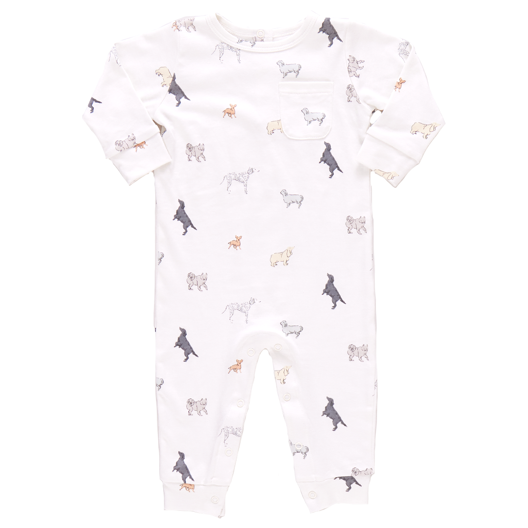 Image of Baby Organic Pocket Romper - Tiny Dogs