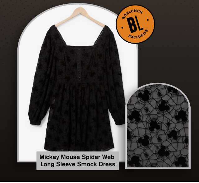 Mickey Mouse Spider Web Long Sleeve Smock Dress