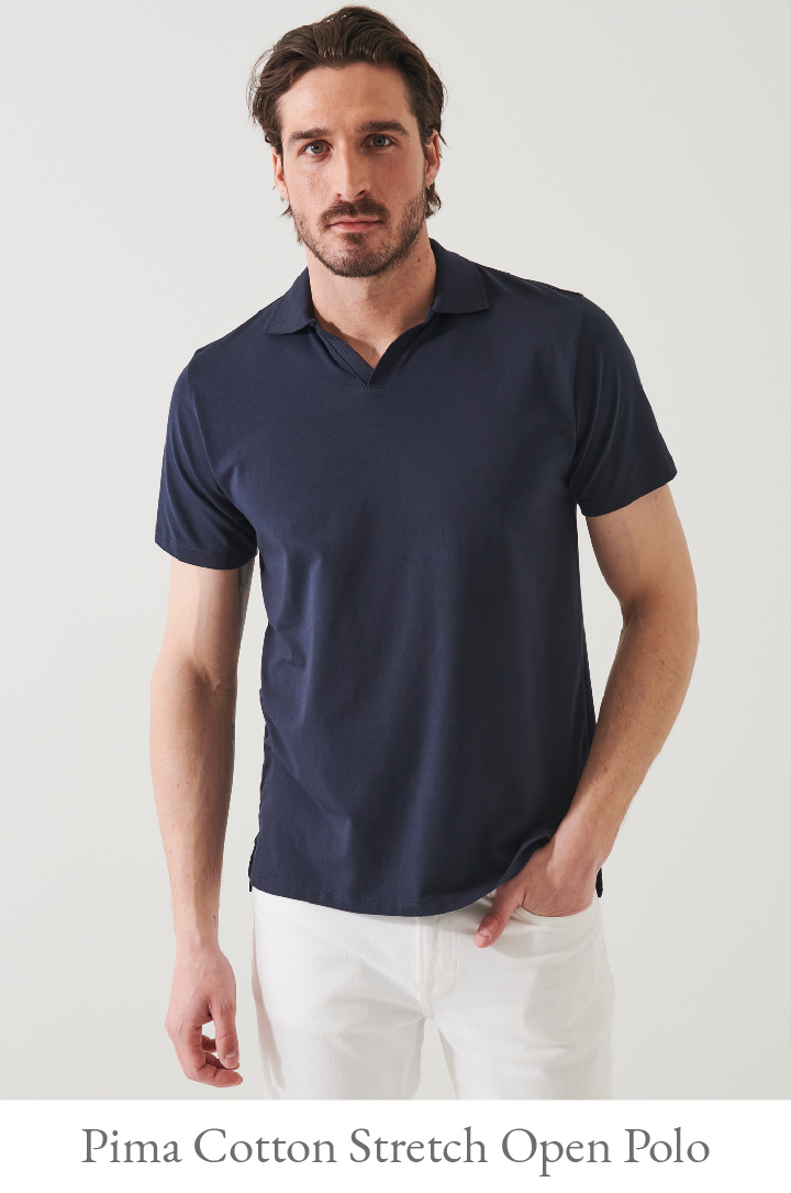 PIMA COTTON STRETCH OPEN POLO